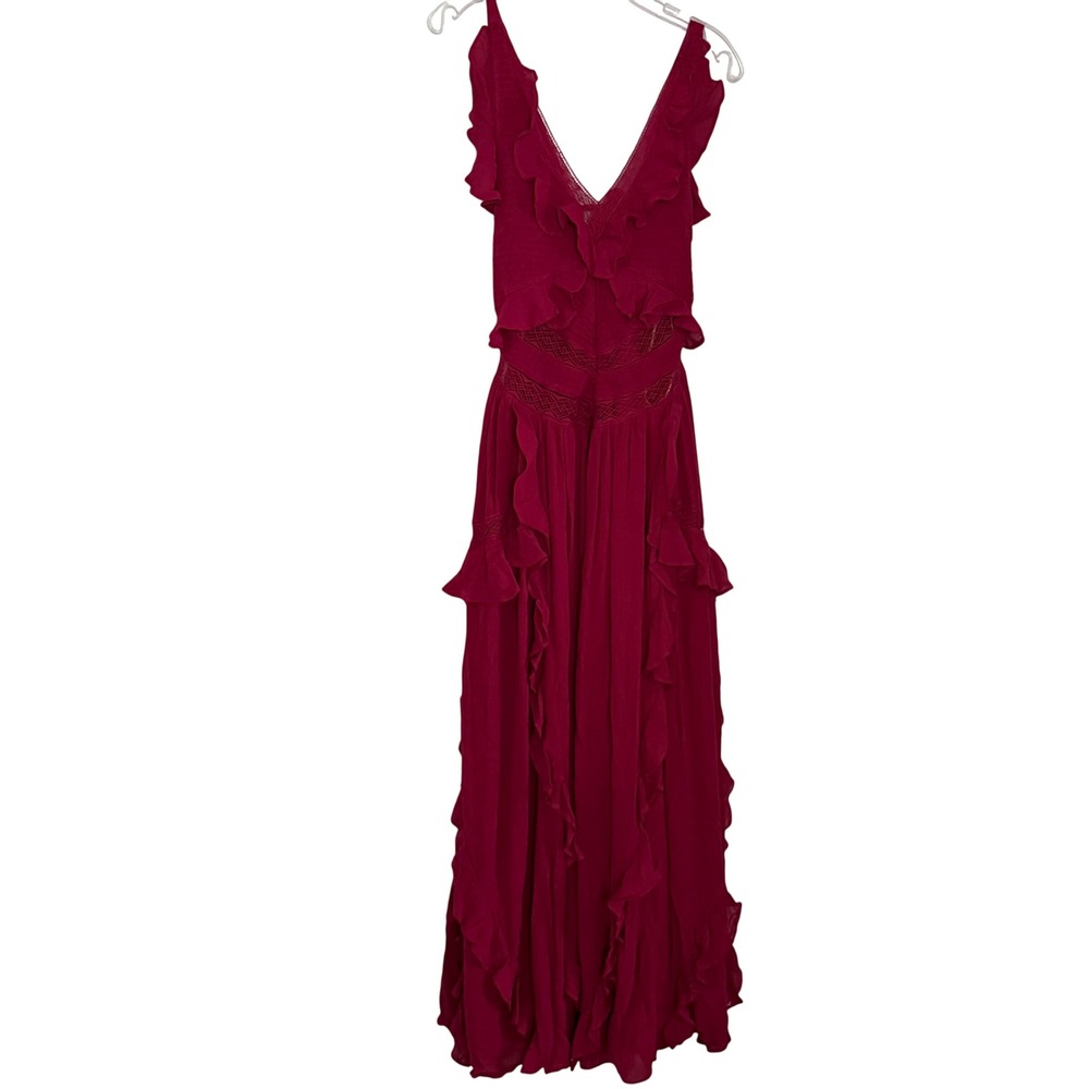 Free People Free-est Marsai Maxi Dress Summer Cherries Ruffle Smock - XSmall - Picture 2 of 6